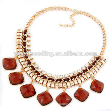 Gold chain fashion necklace ruby beads necklace design